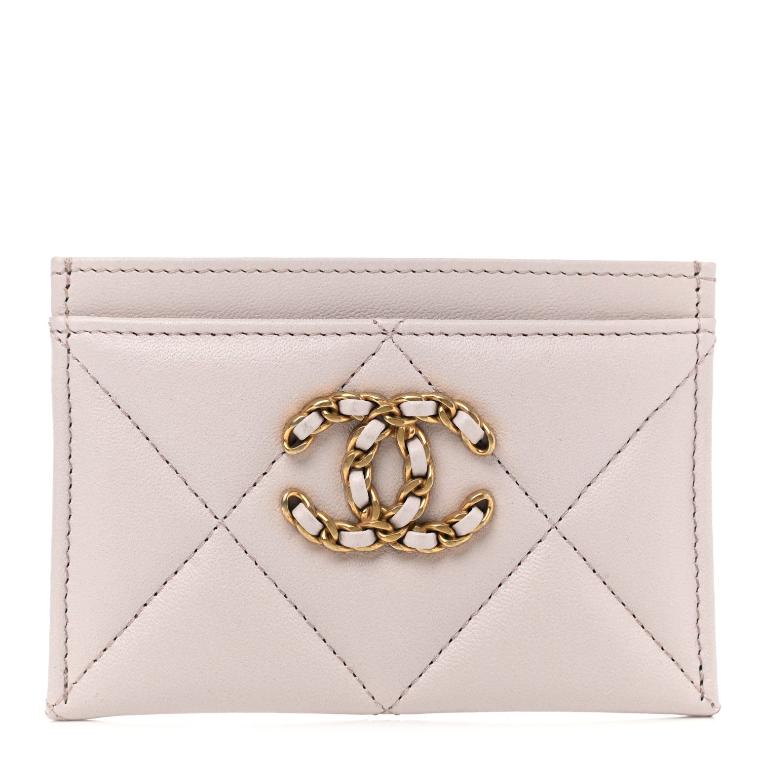 Chanel Lambskin Quilted Chanel 19 Card Holder Light Purple 1 of 9