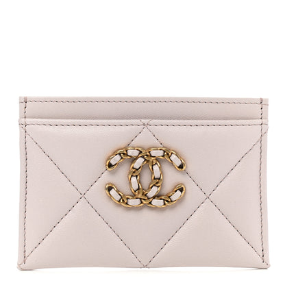 Chanel Lambskin Quilted Chanel 19 Card Holder Light Purple 1 of 9