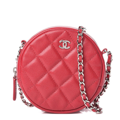 Chanel Shiny Caviar Quilted Round Clutch With Chain Pink 1 of 11