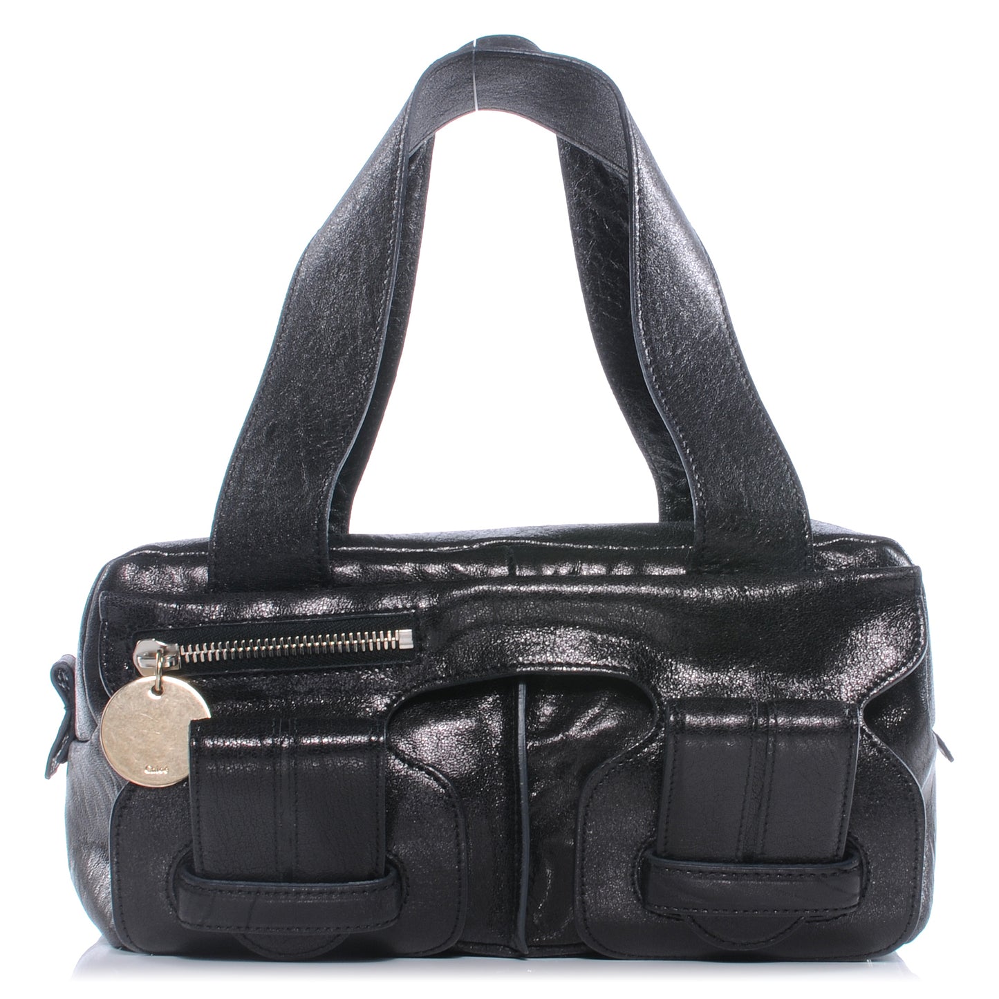 Leather Saskia Zip Top Tote Black
