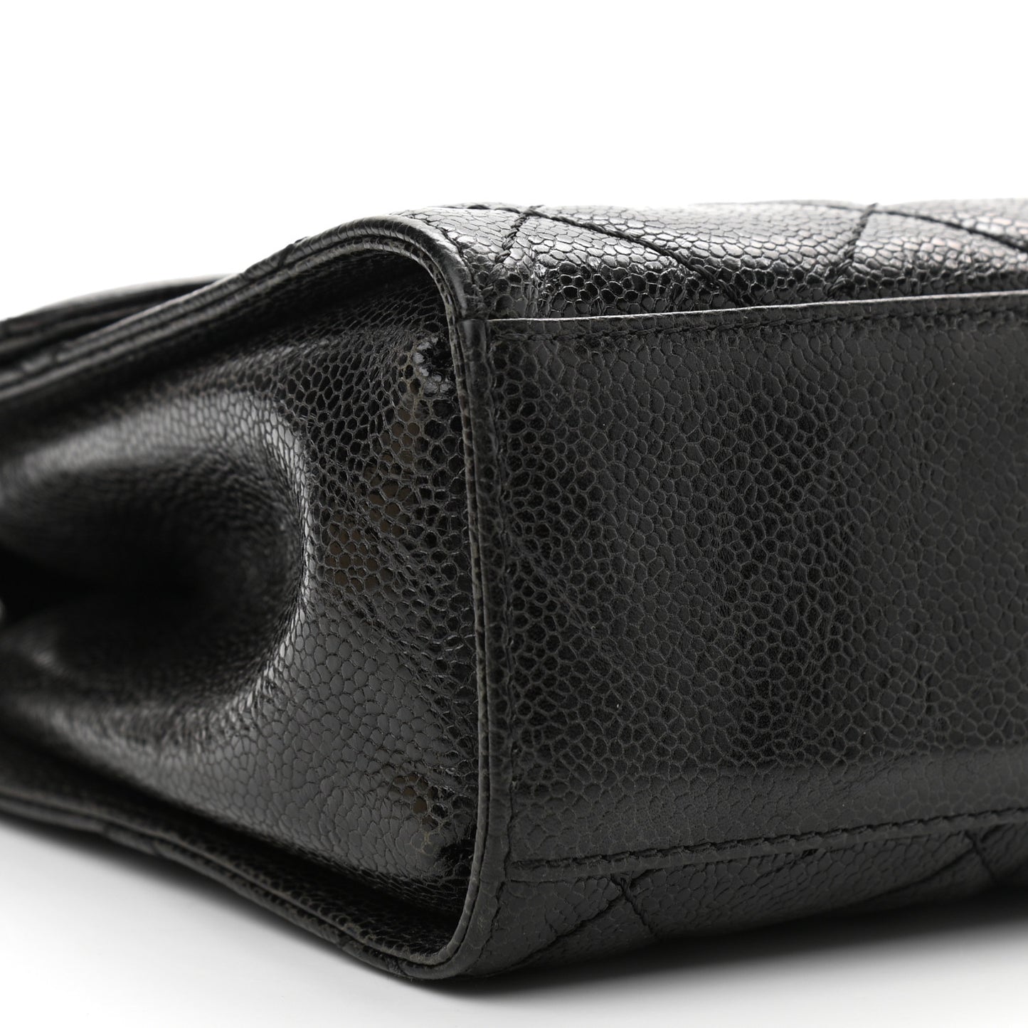 Crumpled Grained Calfskin Medium CC Crave Flap Black