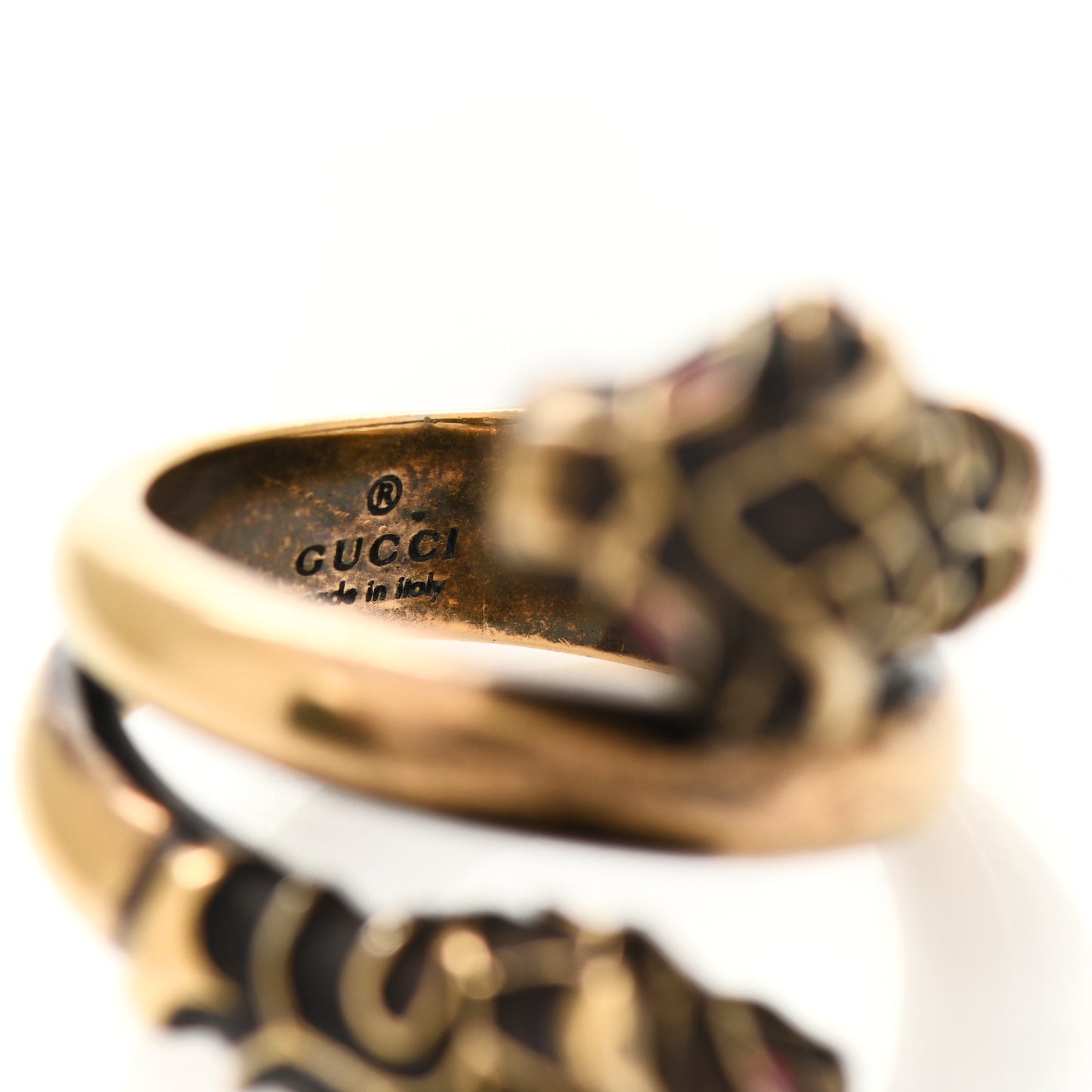 Tiger Heads Double Wrap Ring 59 8.75 Aged Gold