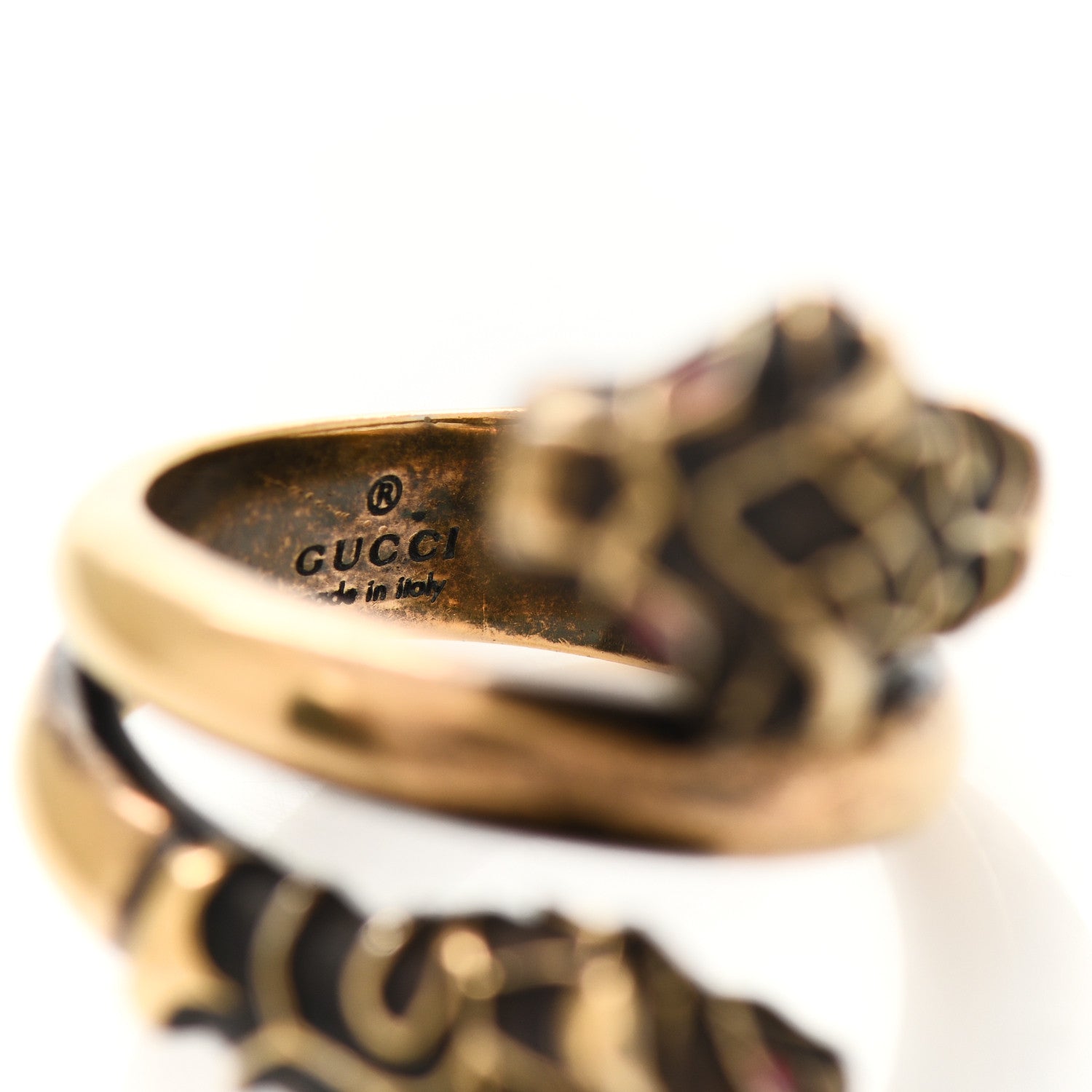 Gucci Tiger Heads Double Wrap Ring 59 8.75 Aged Gold 5 of 5
