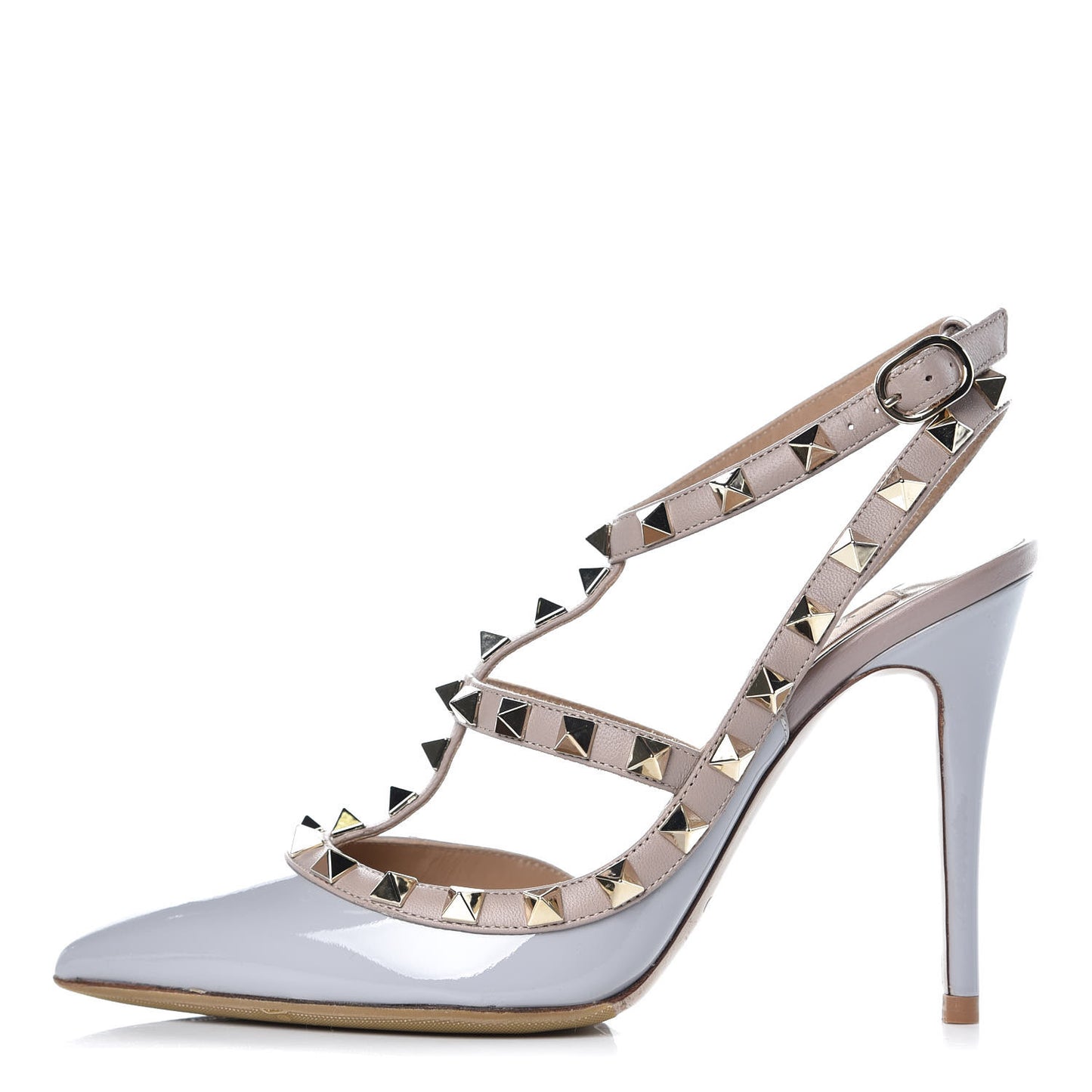 Patent Rockstud Ankle Strap Pumps 35 Grey Poudre