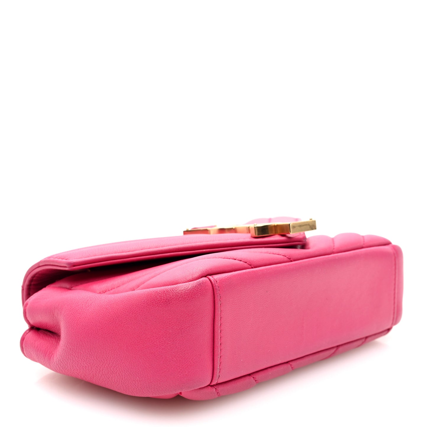 Calfskin Matelasse Chevron Classic Monogram Baby Chain Bag Fuchsia