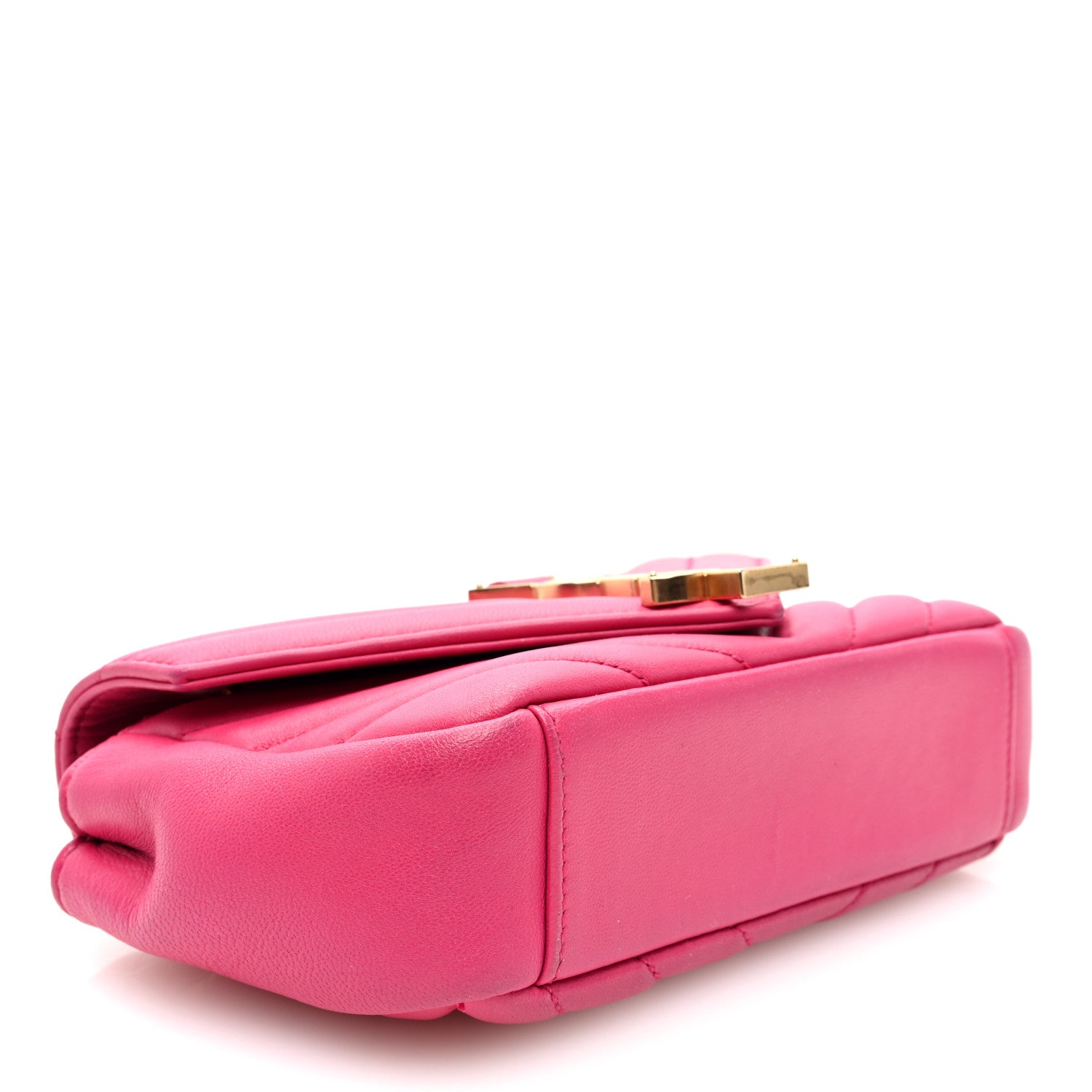 Saint Laurent Calfskin Matelasse Chevron Classic Monogram Baby Chain Bag Fuchsia 4 of 9