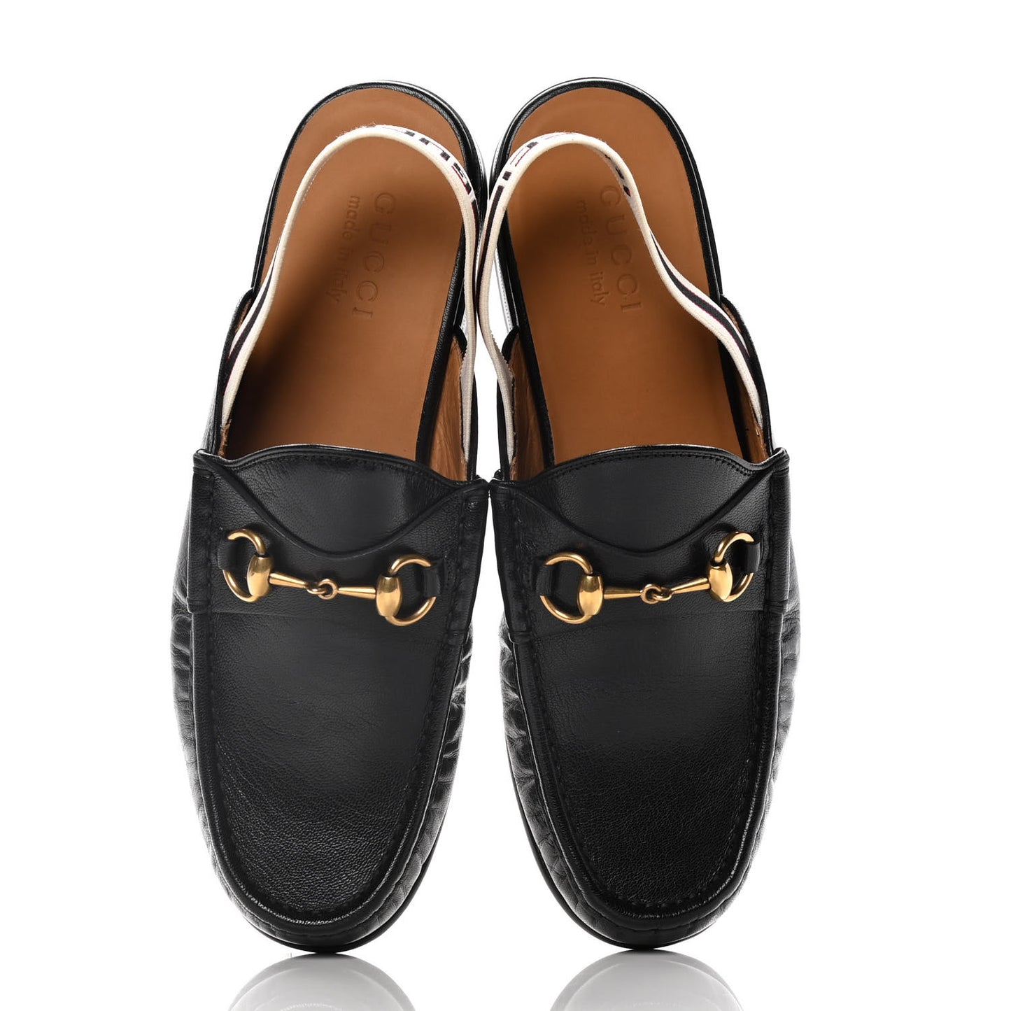 Goatskin Stripe Mens Horsebit Slingback Slippers 8 Black