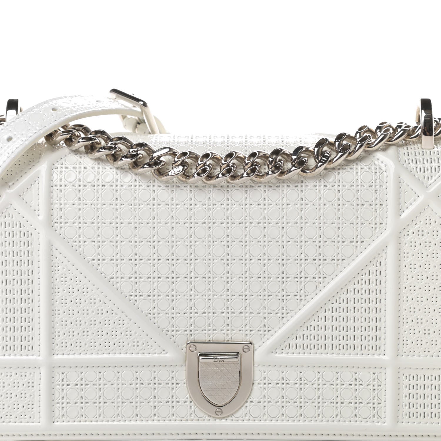 Christian Dior Patent Micro-Cannage Small Diorama Flap Bag White 8 of 16