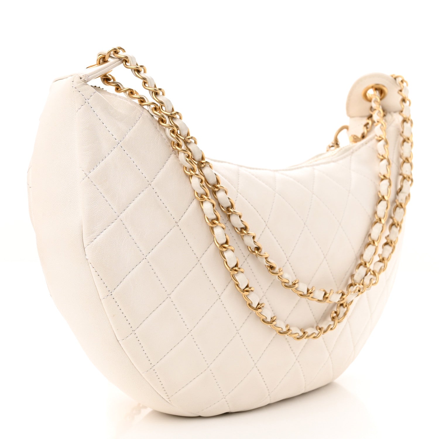 Chanel Lambskin Quilted All About Chains Waist Belt Bag White 3 of 10