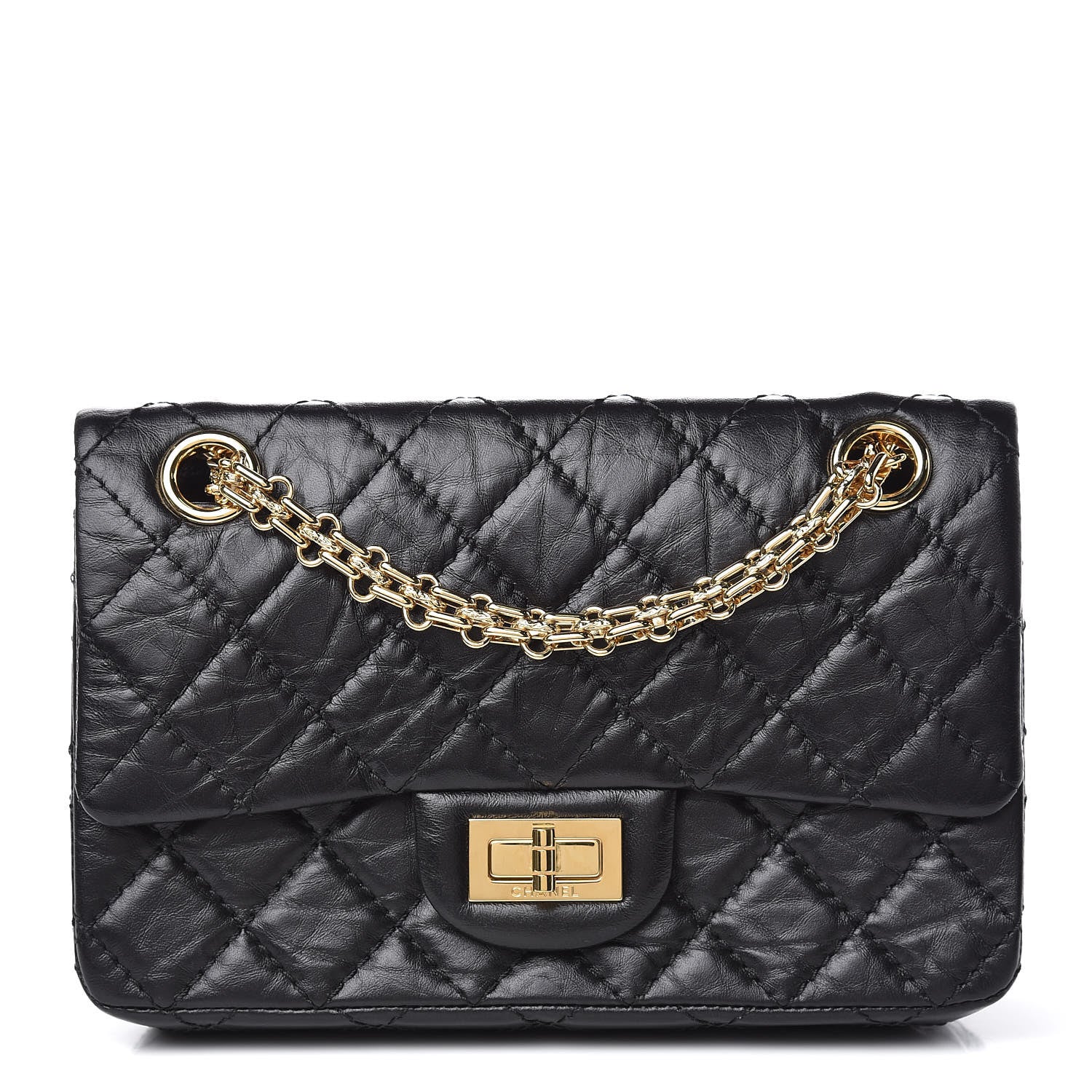 Chanel Aged Calfskin Quilted 2.55 Reissue Mini Flap Black 1 of 19