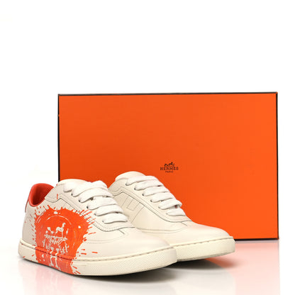 Hermes Swift Printed Peinture Fraiche Quicker Sneakers 36.5 White Orange 12 of 12