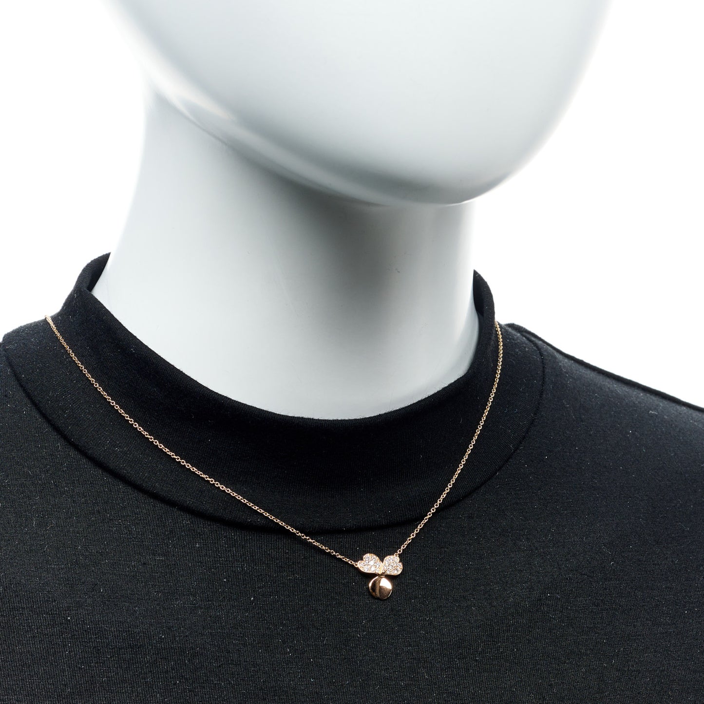 18K Rose Gold Diamond Paper Flowers Pendant Necklace