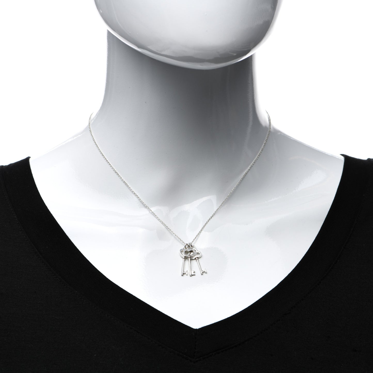 Sterling Silver Three Key Pendant Necklace