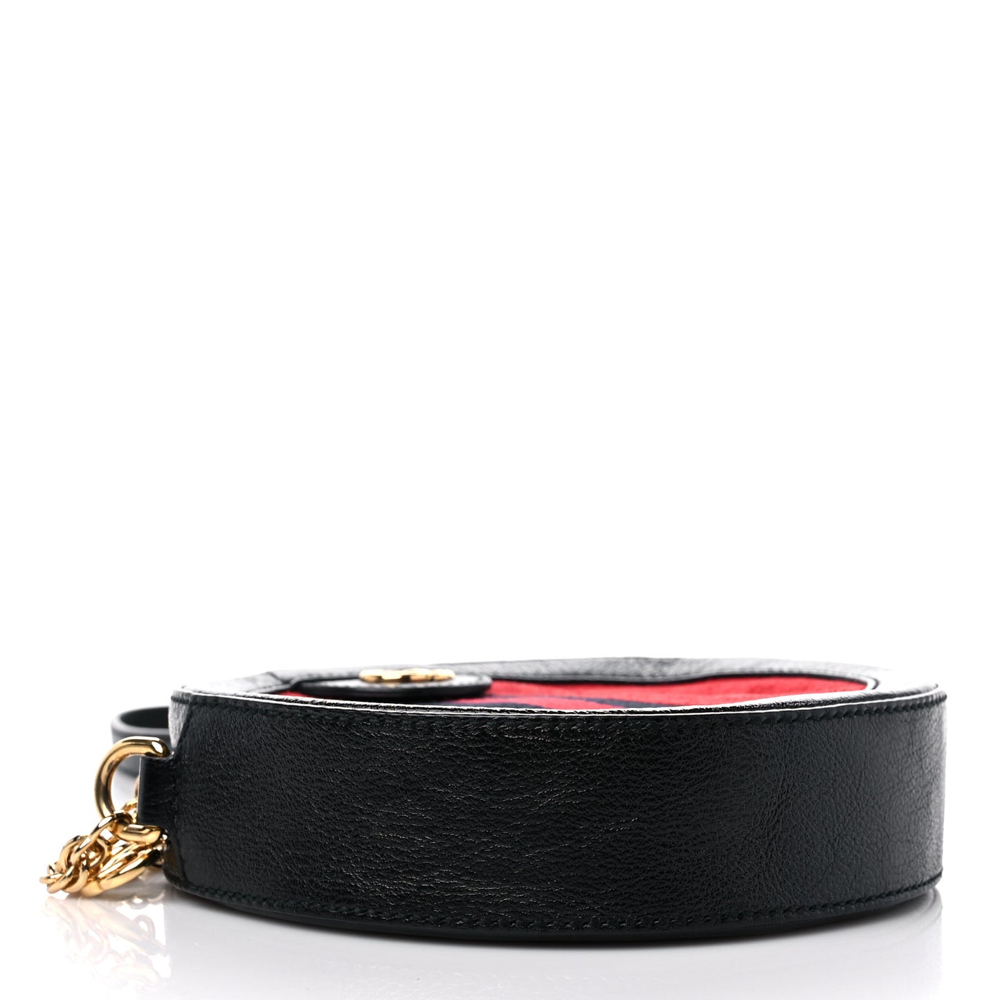 Suede Patent Web Mini Ophidia Round Shoulder Bag Hibiscus Red Black