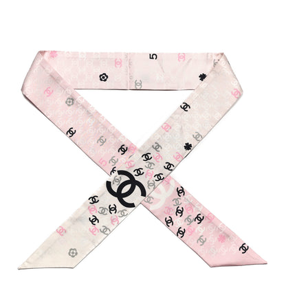 Chanel Silk CC Slim Bandeau Pink Ecru Black 1 of 3