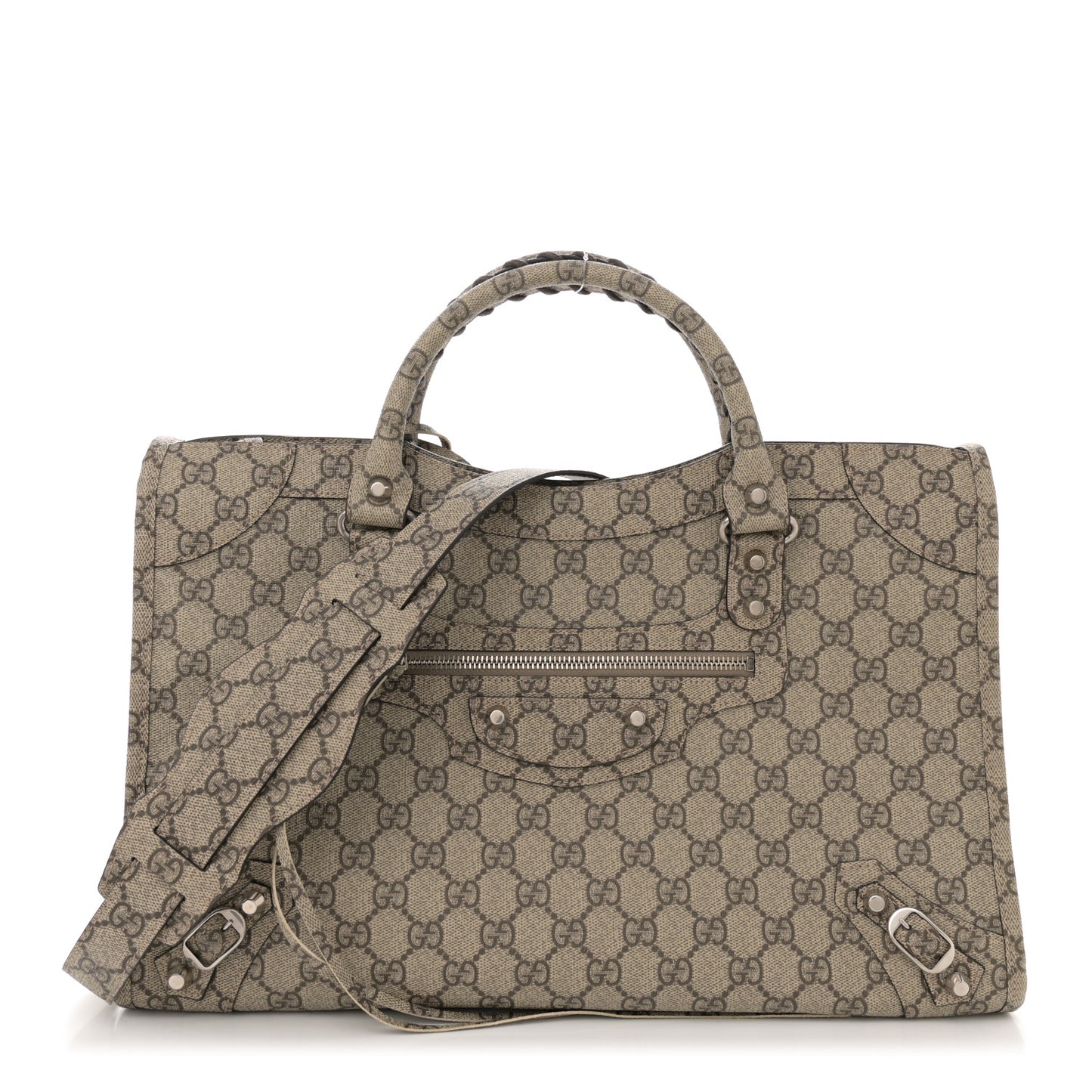X GUCCI GG Supreme Monogram Neo Classic Silver Hardware City Beige Ebony