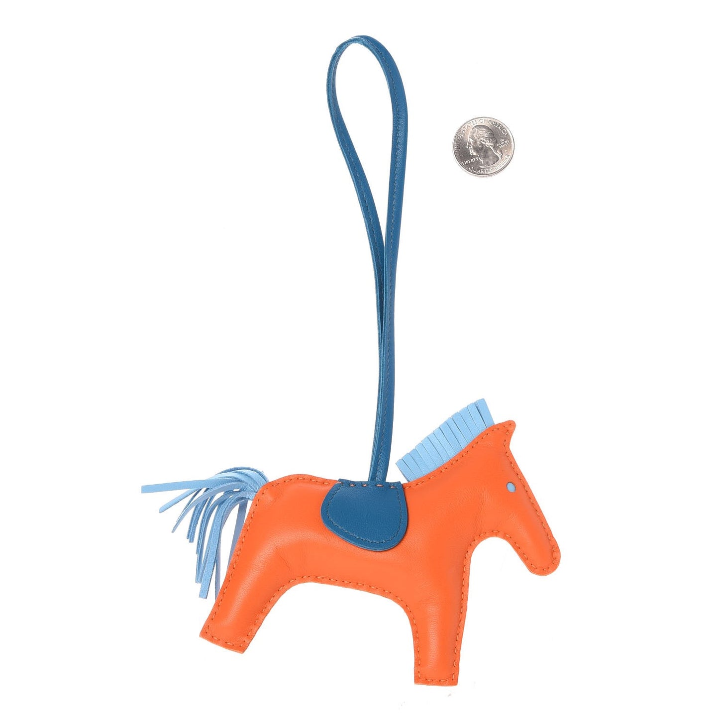 Milo Lambskin Grigri Rodeo Horse Bag Charm MM Feu Celeste Bleu Izmir