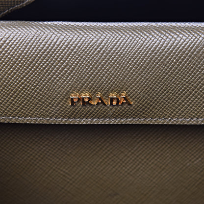 Prada Saffiano Cuir Large Double Bag Militare 6 of 10
