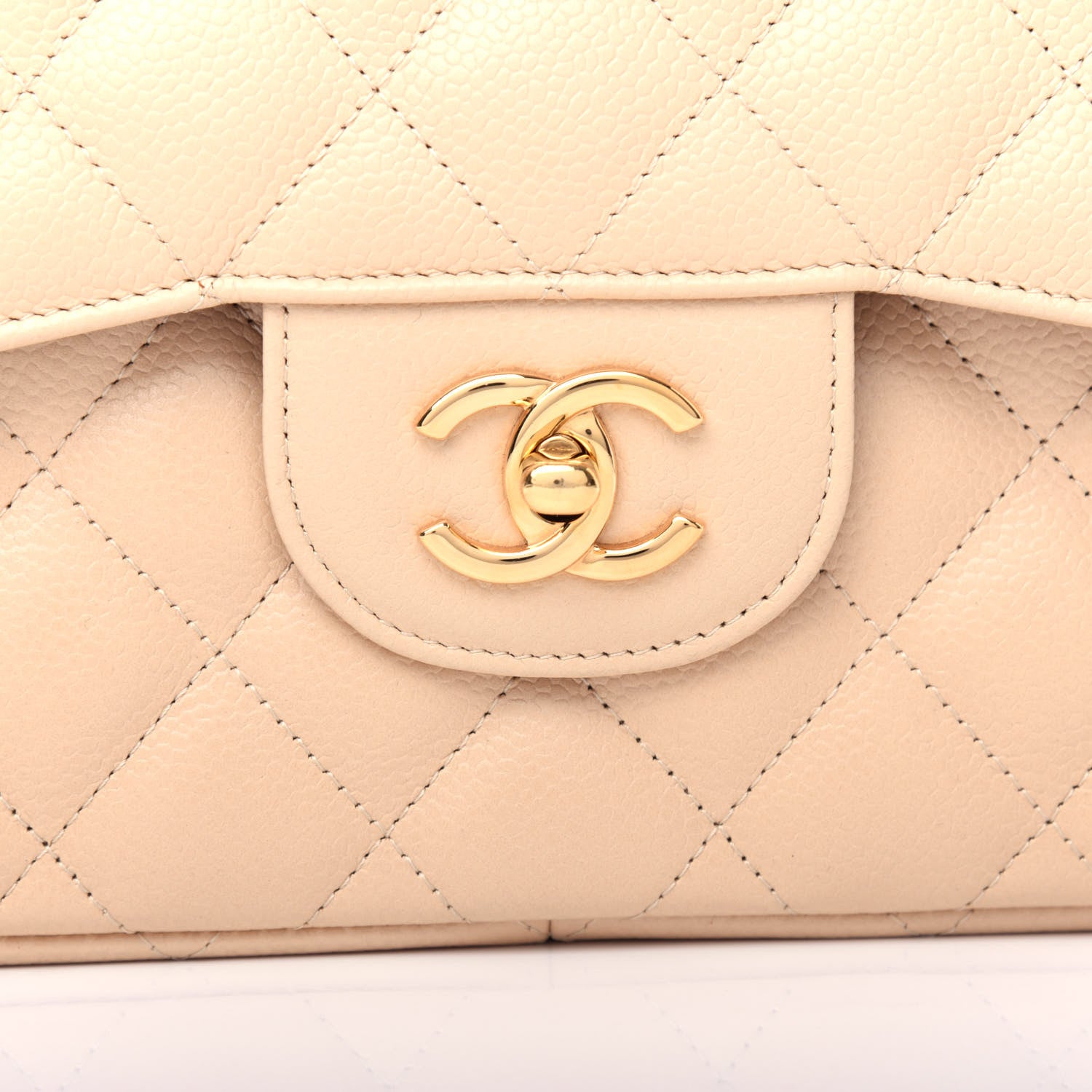 Chanel Caviar Quilted Jumbo Double Flap Light Beige 10 of 11