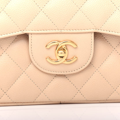 Chanel Caviar Quilted Jumbo Double Flap Light Beige 10 of 11