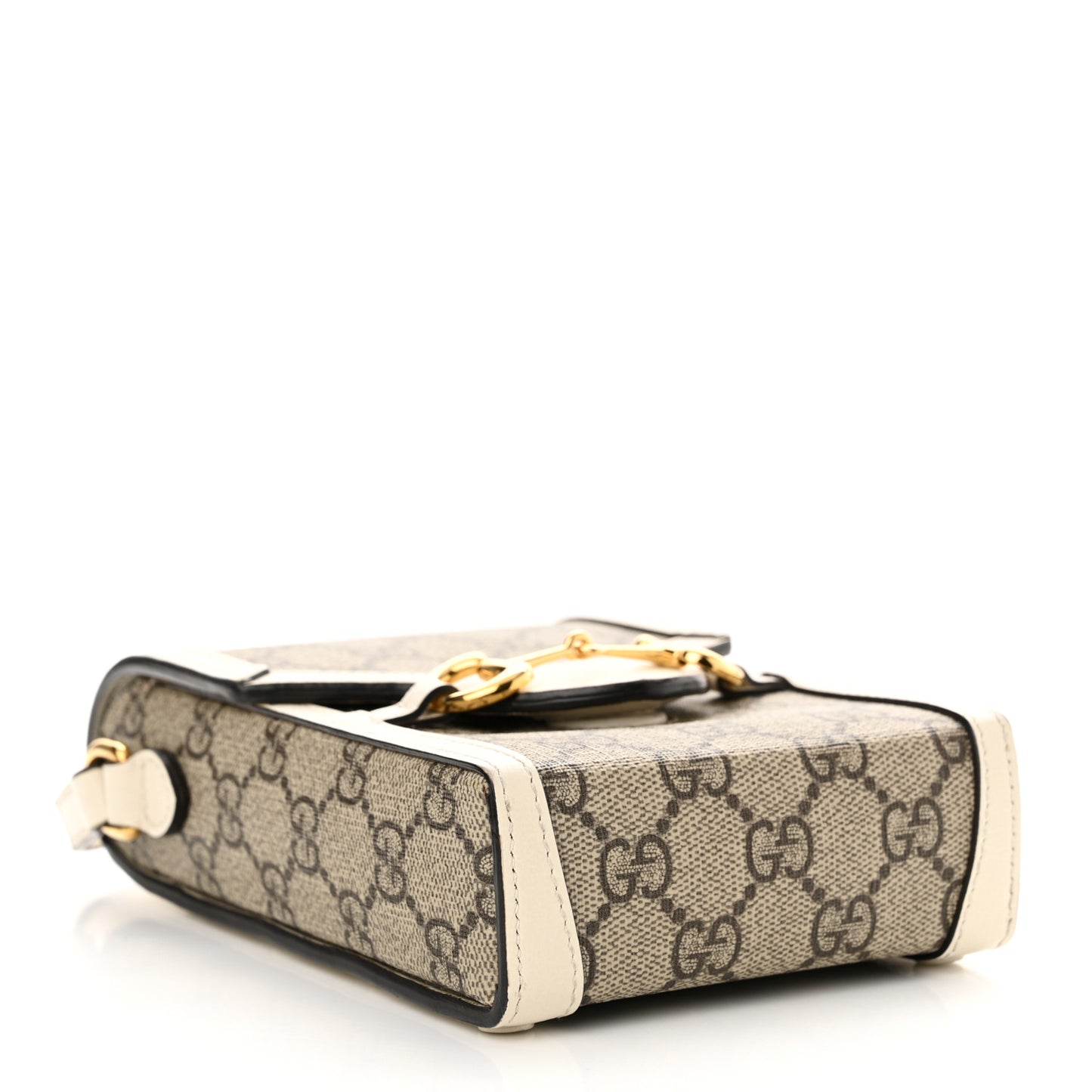 GG Supreme Monogram Azalea Calfskin Mini Horsebit 1955 Crossbody Bag Beige Ebony Mystic White
