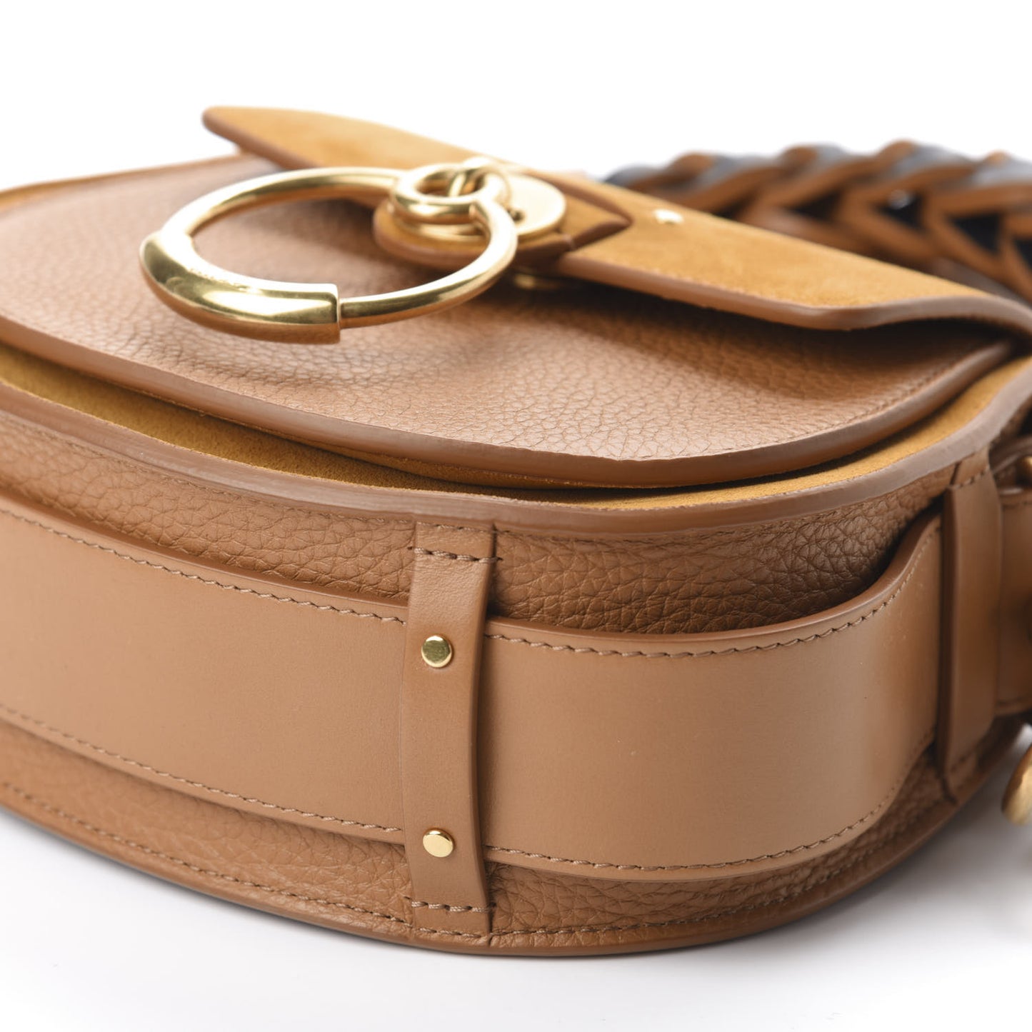 Calfskin Suede Small Braided Tess Bag Autumnal Brown