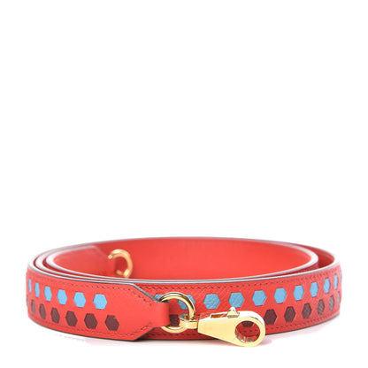 Hermes Epsom 25mm Mousqetons Tressage Shoulder Strap Rouge Coeur Bleu du Nord Rouge H 1 of 5