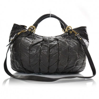 Miu Miu Nappa Leather Large Patchwork Tote Brown 1 of 10