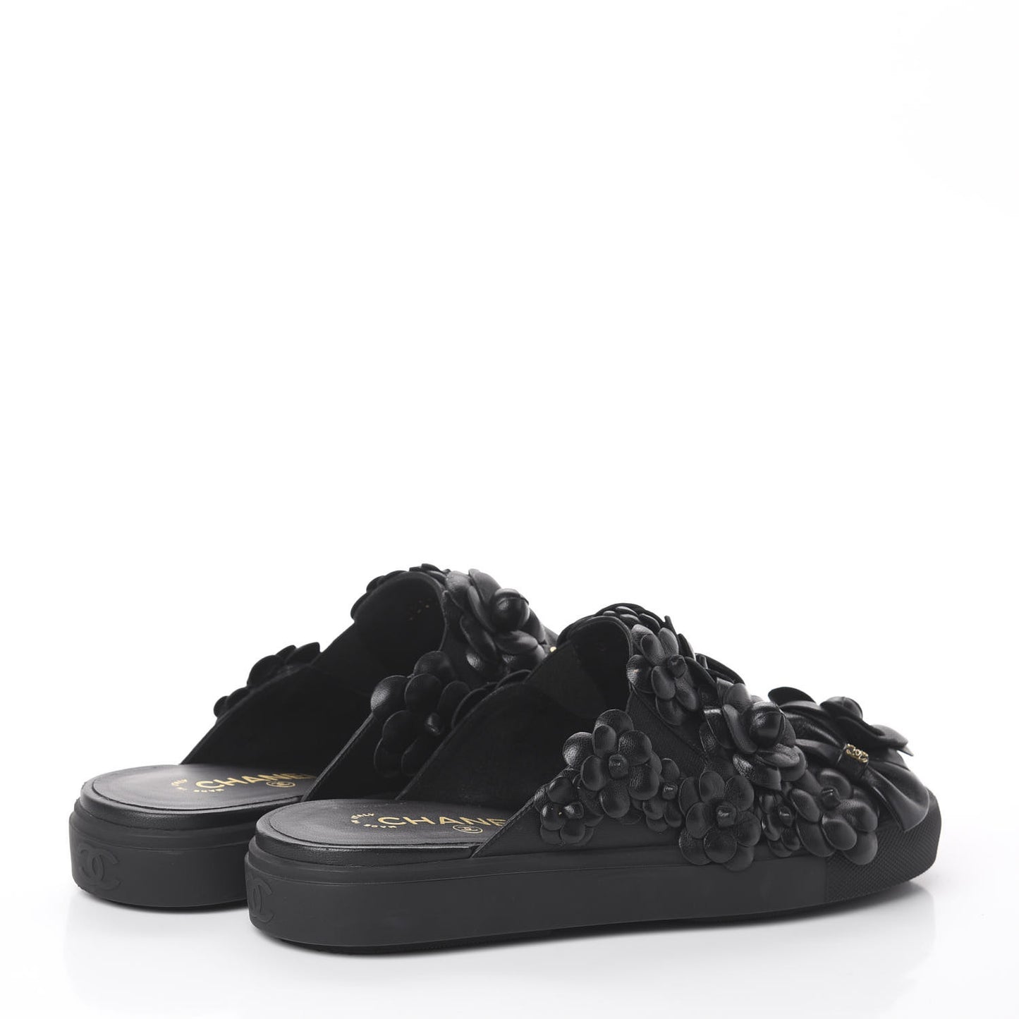 Calfskin Camellia Slip On Sneakers 39 Black