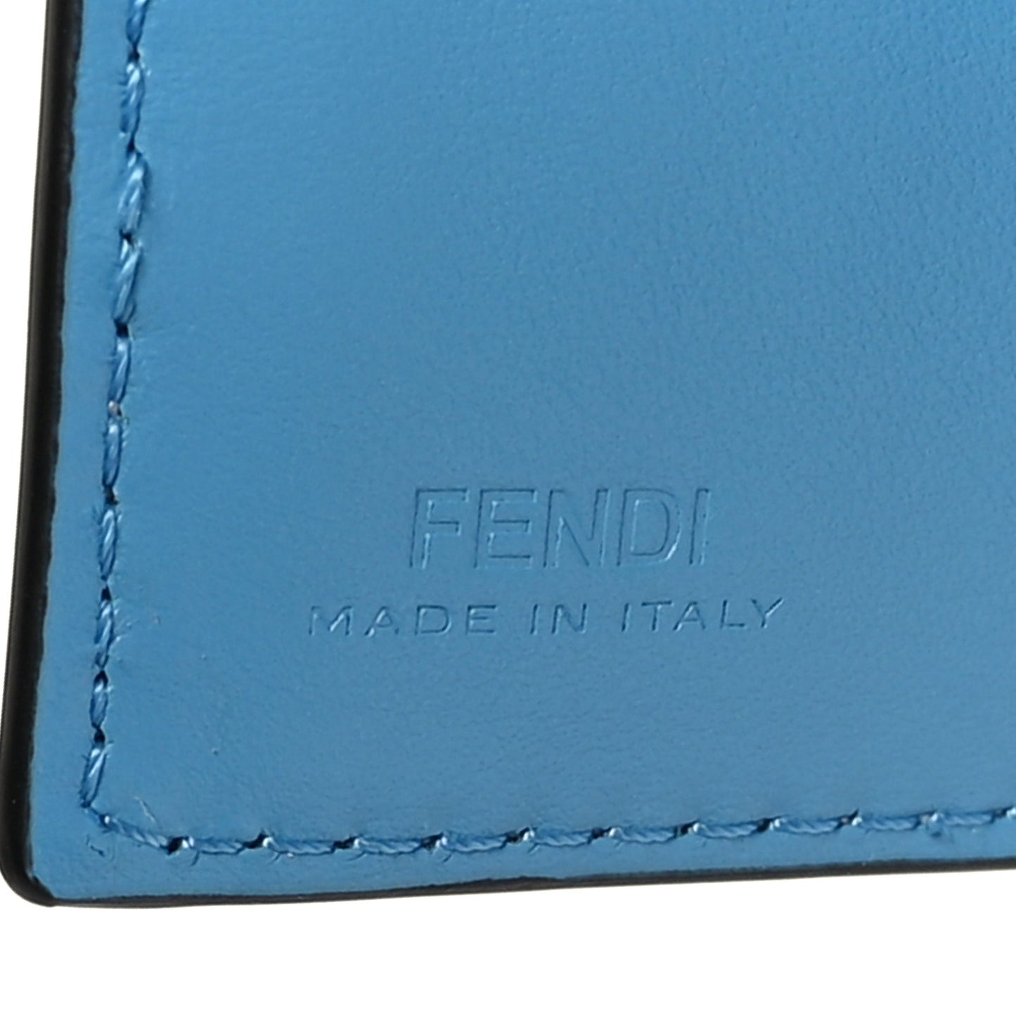 X SARAH COLEMAN Vitello Liberty Ceylon Micro FF Fish Eye Embossed Tri-Fold Wallet Multicolor Cyber Blue