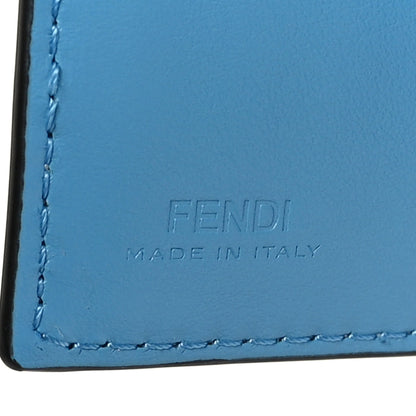 Fendi X SARAH COLEMAN Vitello Liberty Ceylon Micro FF Fish Eye Embossed Tri-Fold Wallet Multicolor Cyber Blue 7 of 9