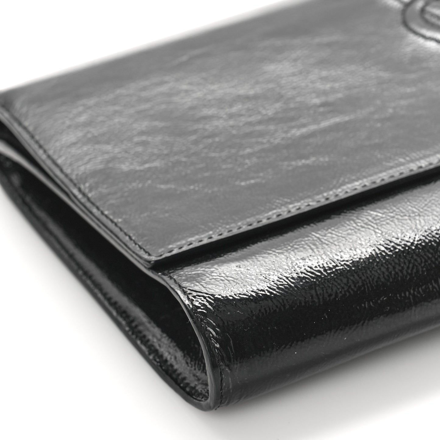 Textured Patent Monogram Large Belle De Jour Clutch Black