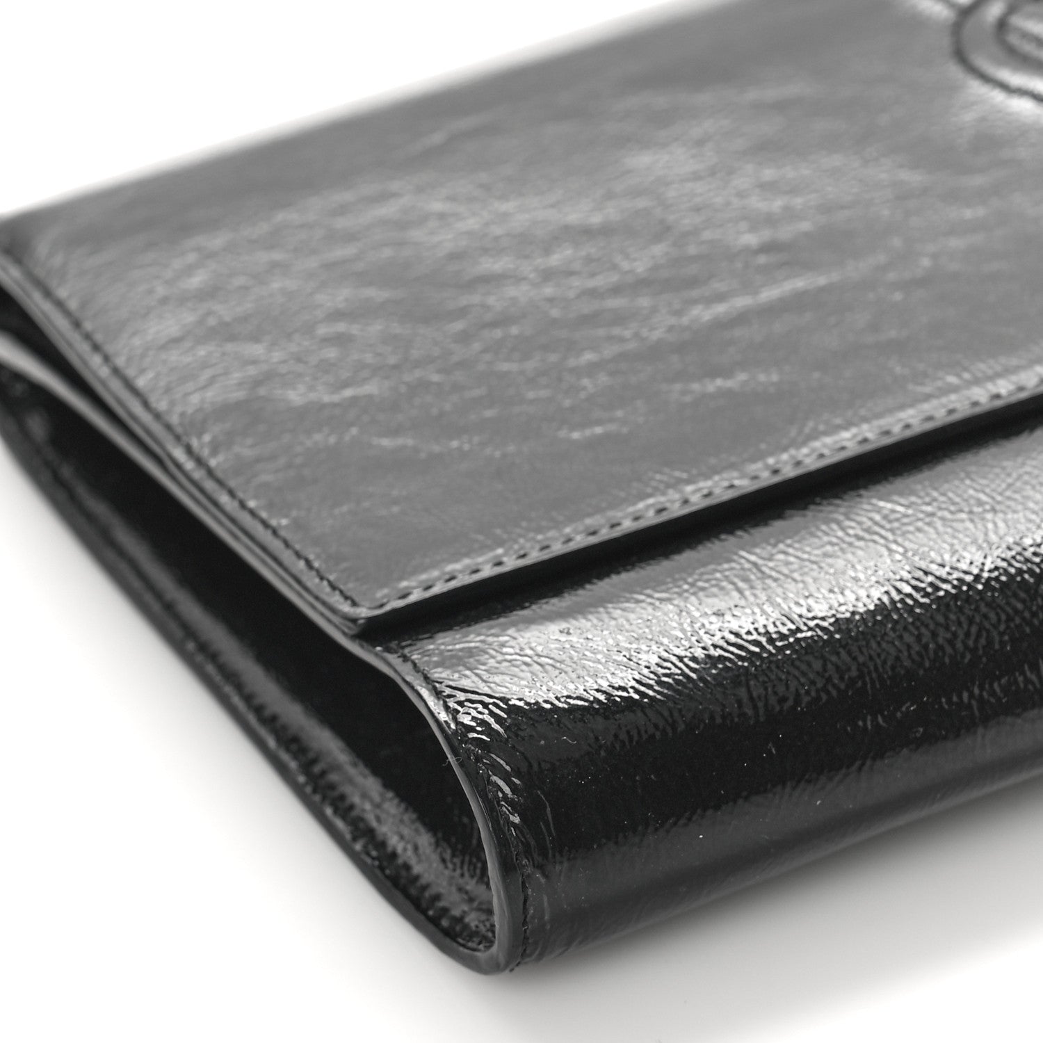 Saint Laurent Textured Patent Monogram Large Belle De Jour Clutch Black 7 of 8