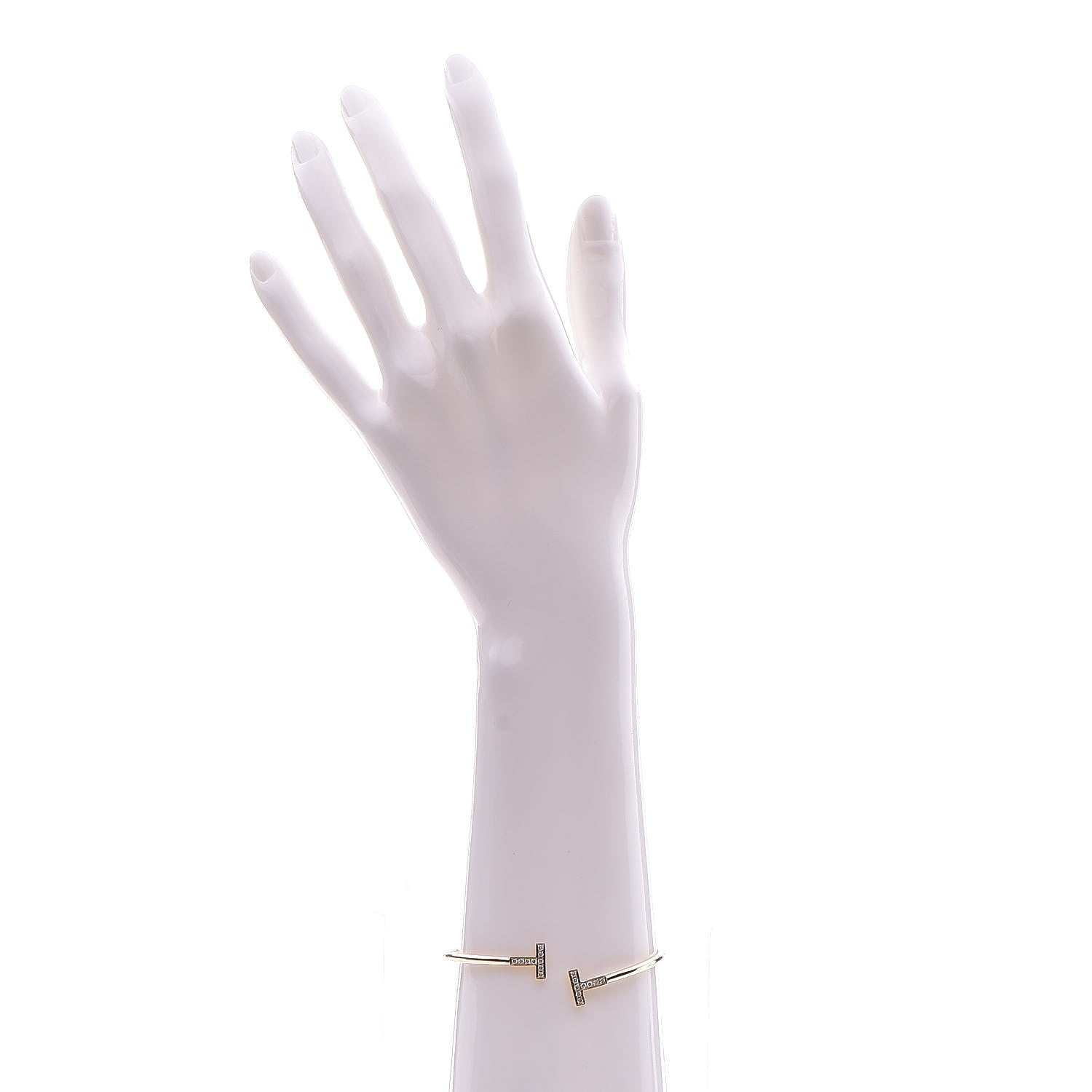 Tiffany 18K Yellow Gold Diamond T Wire Bracelet 2 of 4