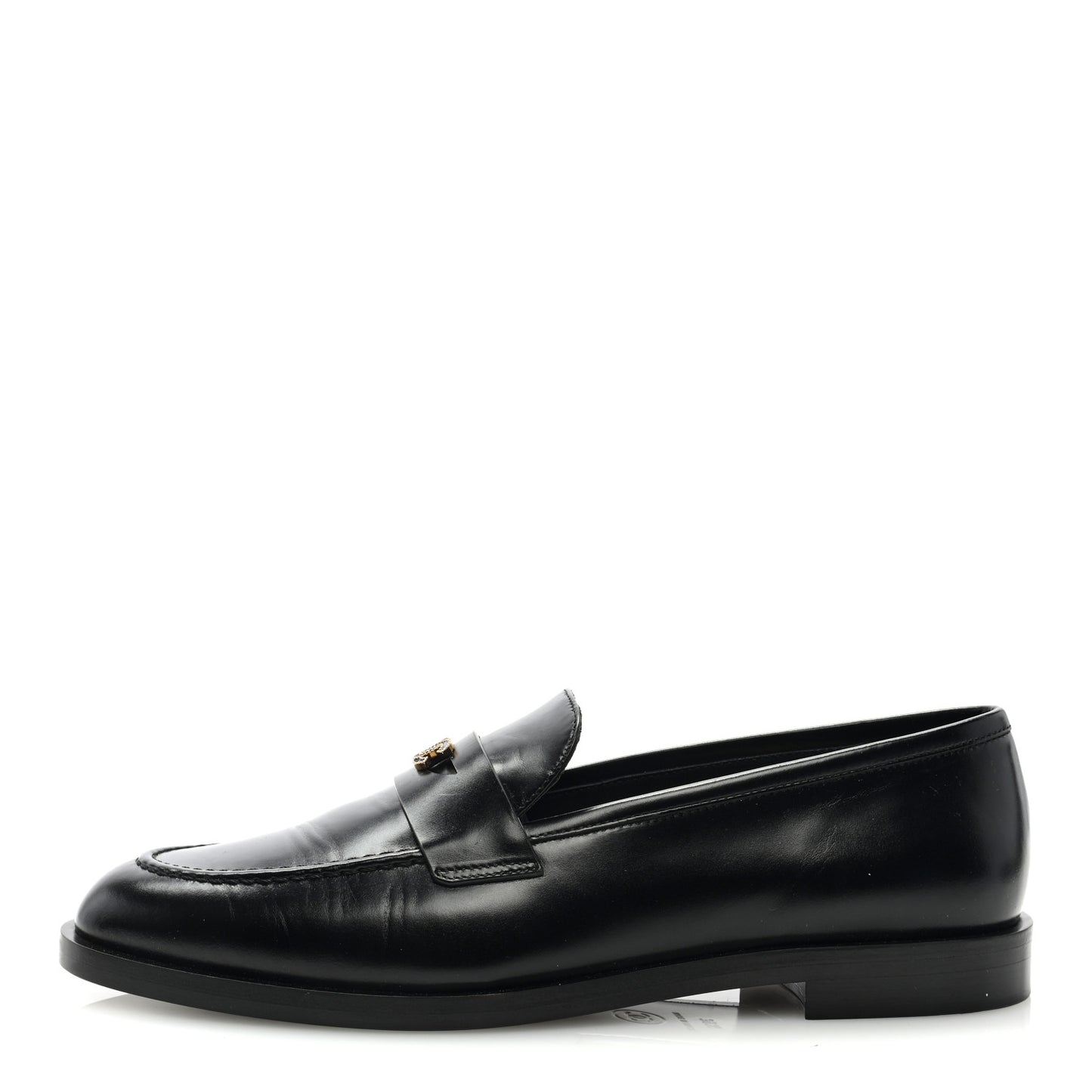 Shiny Calfskin CC Moccasin Loafers 39.5 Black