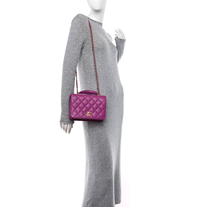 Chanel Caviar Quilted Mini Top Handle Flap Dark Pink 2 of 10