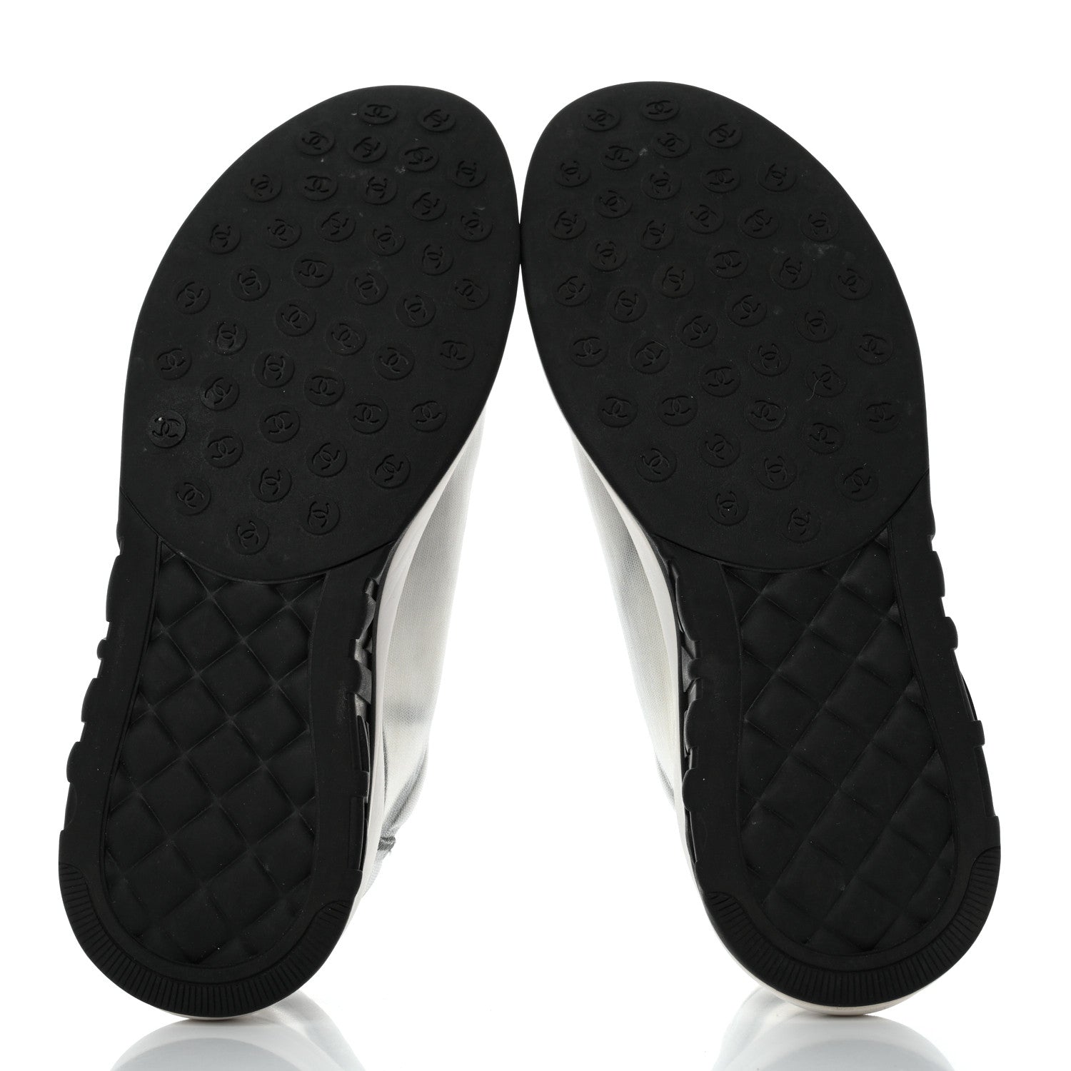 Chanel Calfskin Mesh Lycra Womens Logo Sneakers 41 White Black 5 of 8
