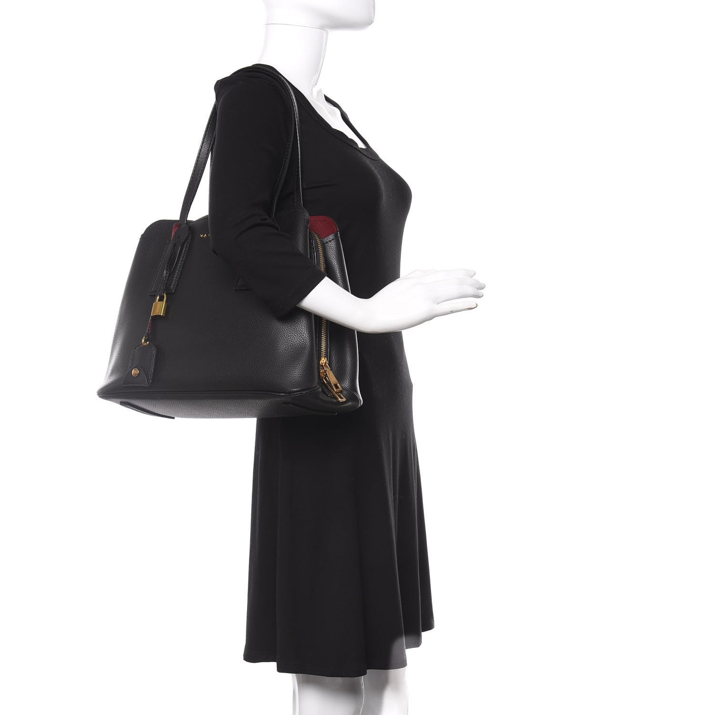 Pebbled Calfskin Editor Shopping Tote Black