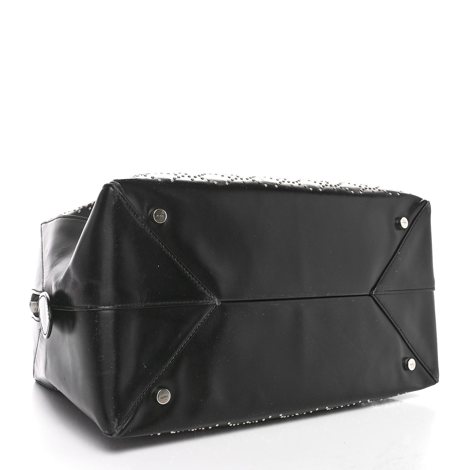 Alaia Calfskin Arabesque Studded Top Handle Bag Black 4 of 12
