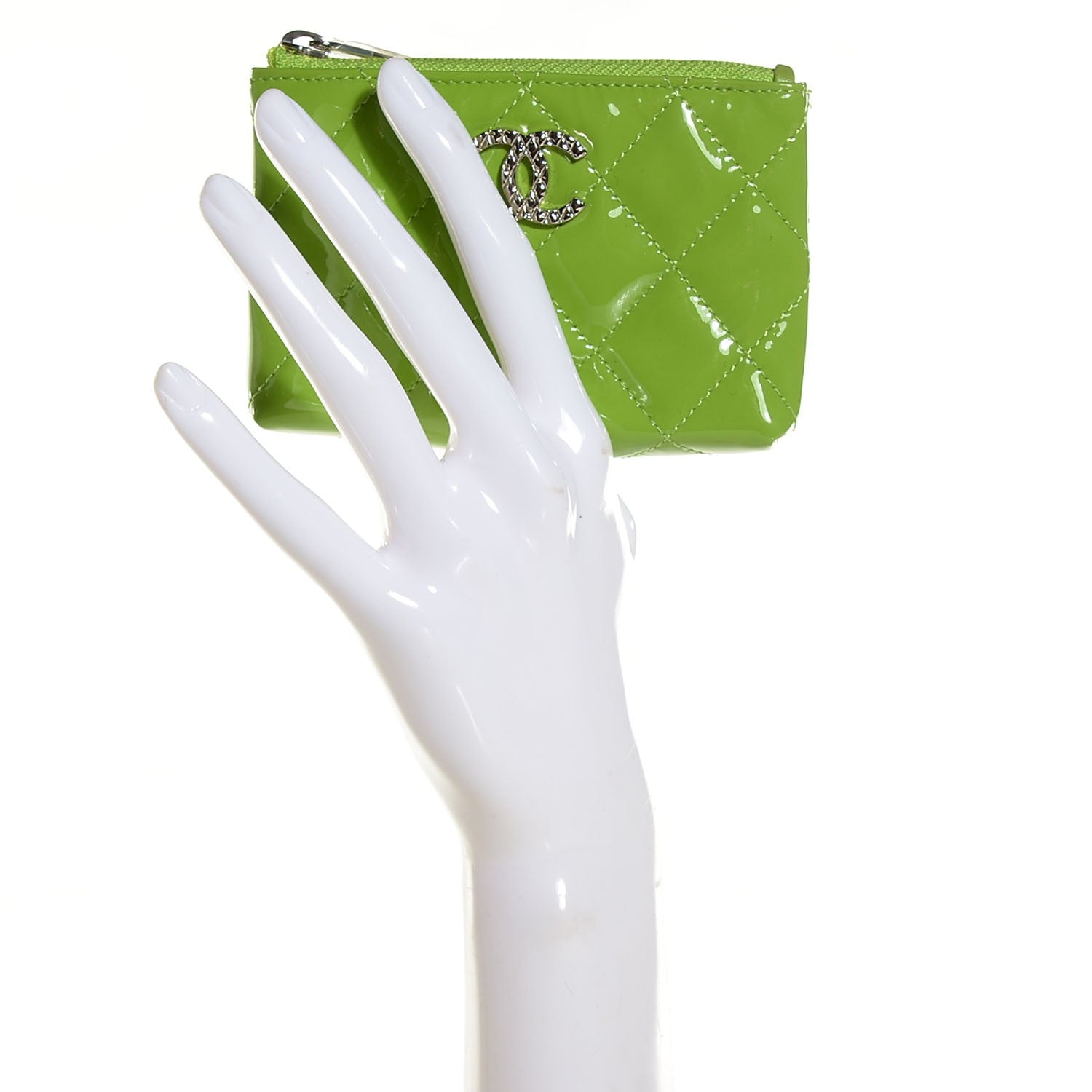 Chanel Patent Quilted Brilliant Key Holder Case Light Green 2 of 8