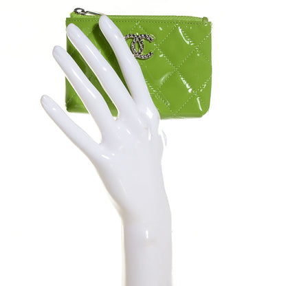 Chanel Patent Quilted Brilliant Key Holder Case Light Green 2 of 8