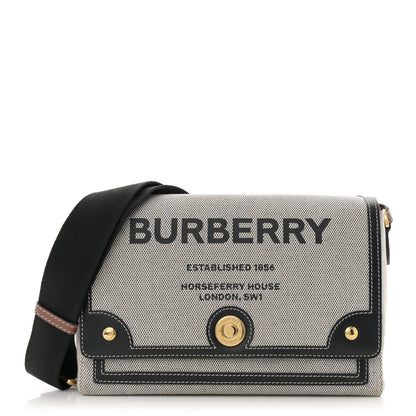 Burberry Canvas Horseferry Print Note Crossbody Bag Grey Black 1 of 10