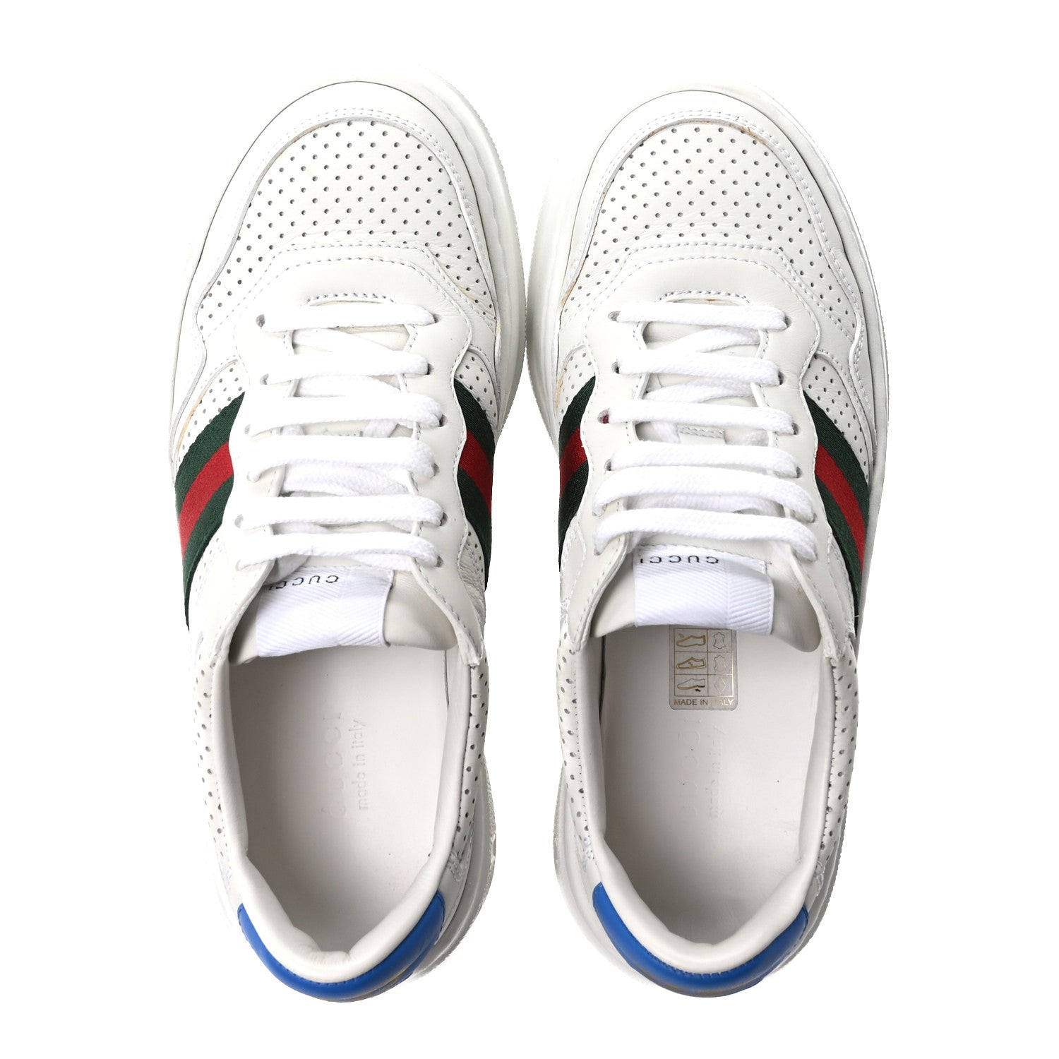 Gucci Calfskin Web Perforated Womens Platform 55mm Sneakers 37.5