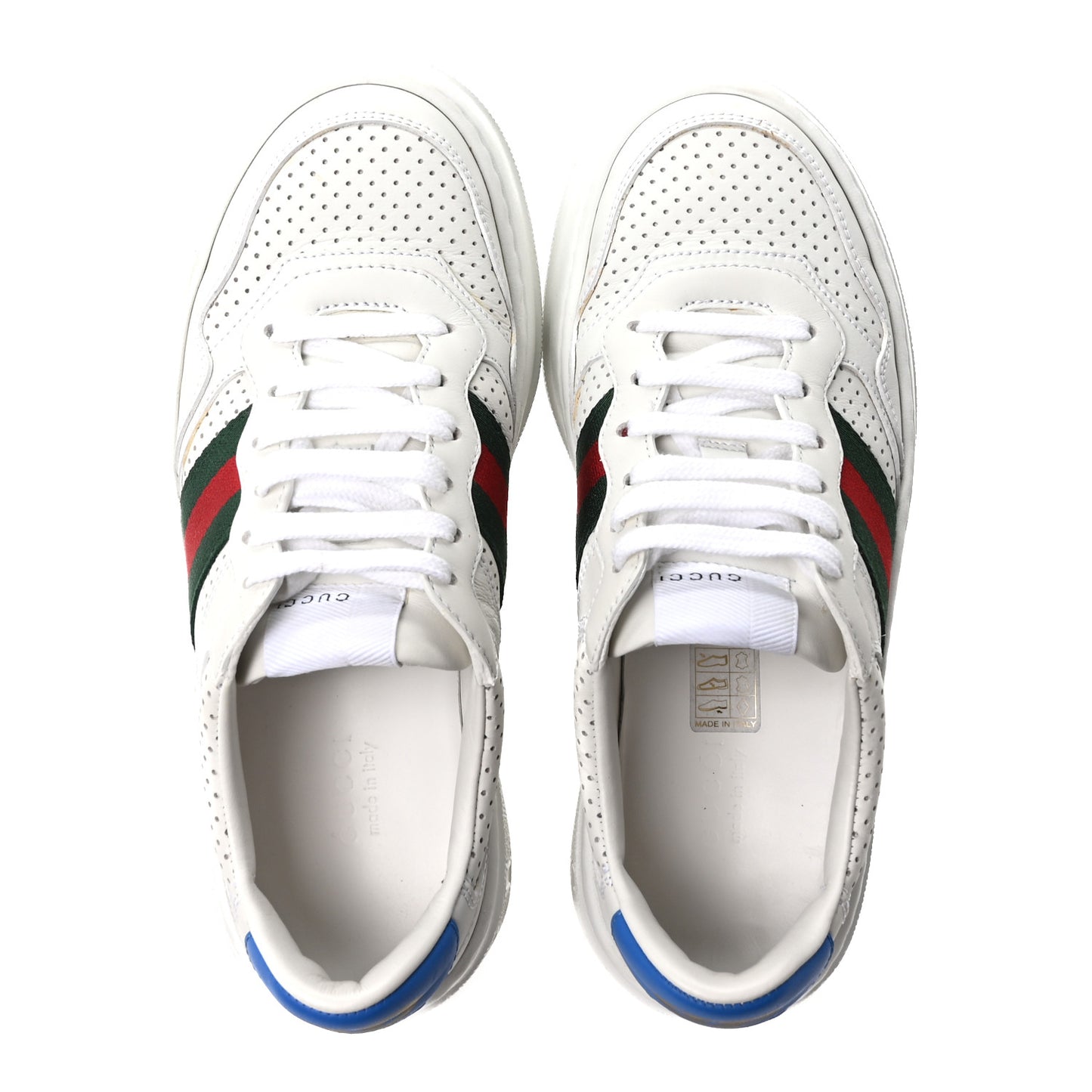 Calfskin Web Perforated Womens Platform 55mm Sneakers 37.5 White Bright Splash