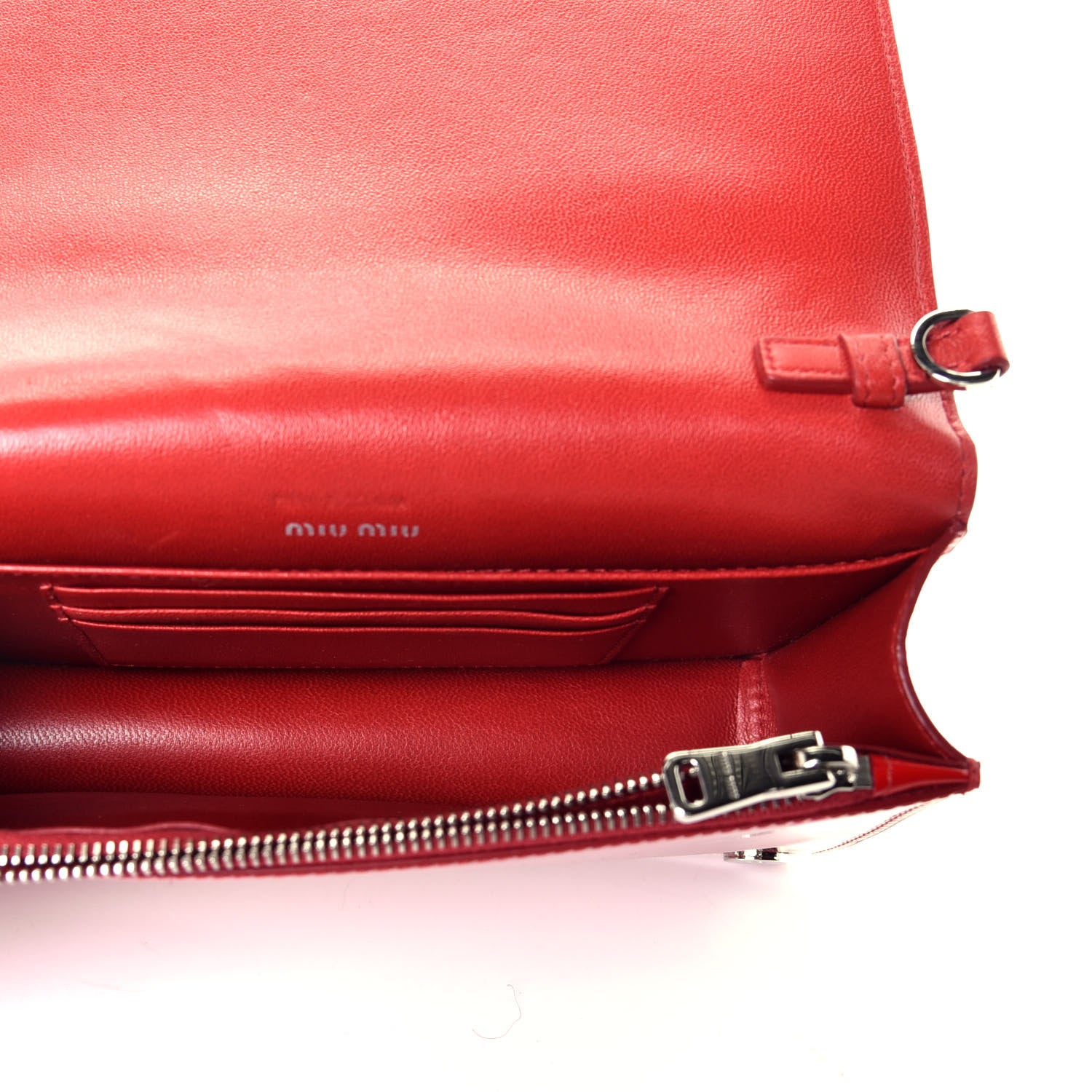 Miu Miu Patent Crystal Logo Mini Crossbody Fuoco 5 of 8