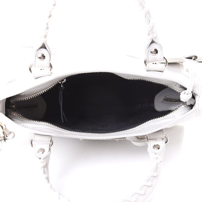 Balenciaga Matte Supple Lambskin Crocodile Embossed Classic Silver Hardware Mini City White 5 of 10