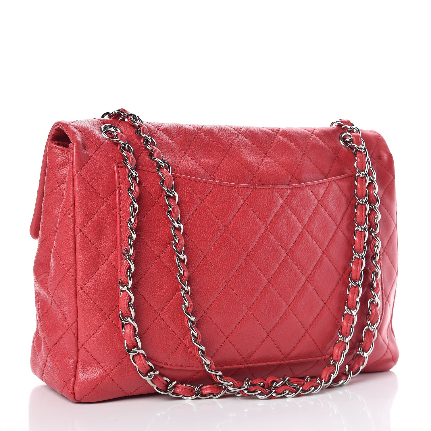 Chanel Washed Caviar Quilted Maxi Single Flap Fuchsia 3 of 9
