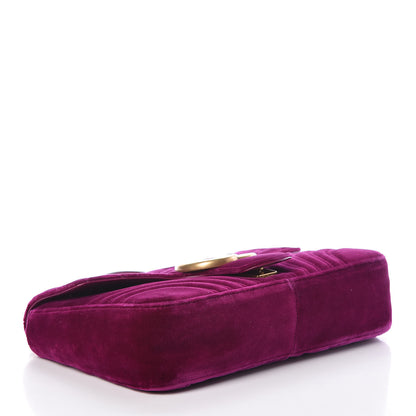 Gucci Velvet Matelasse Medium GG Marmont Shoulder Bag Fuchsia Violet Cyclamen 4 of 11