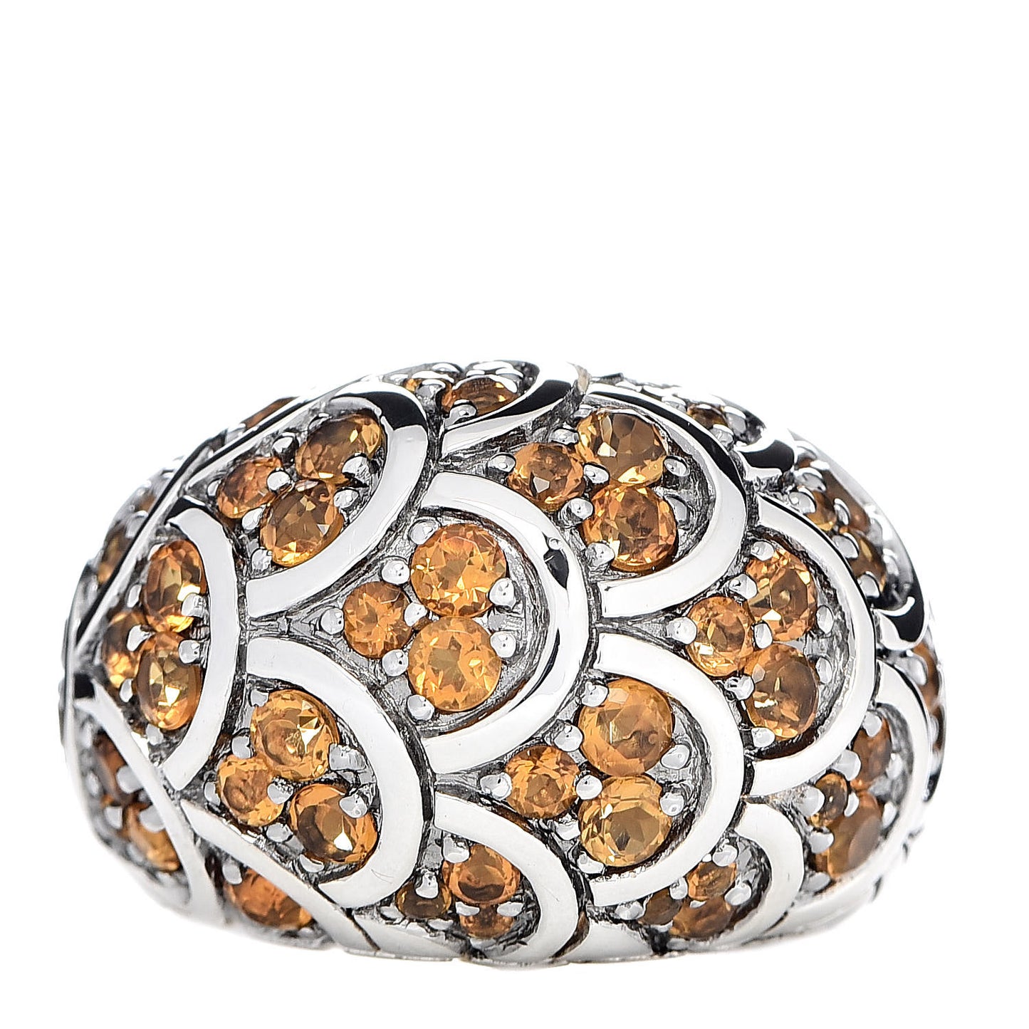 Sterling Silver Citrine Naga Dome Ring 54 7