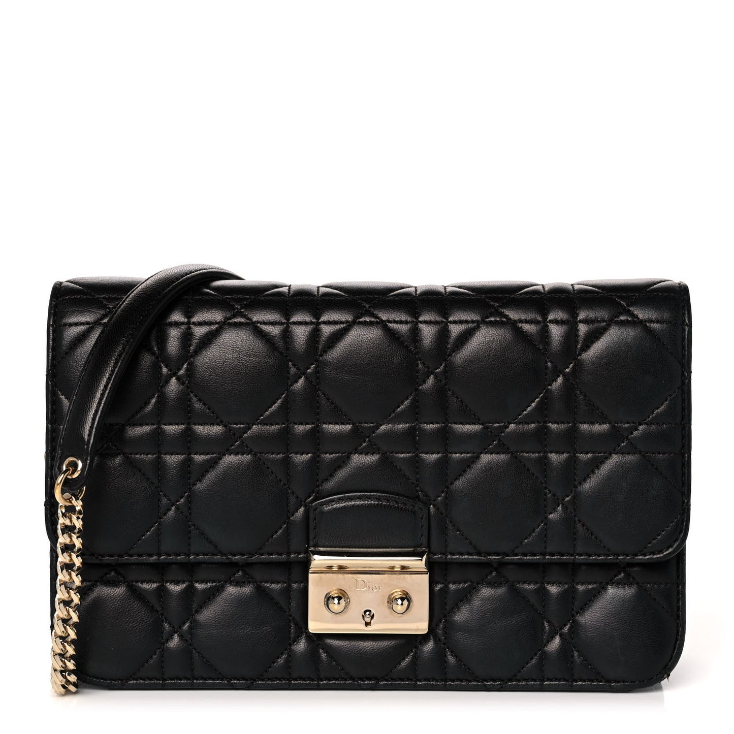 Lambskin Cannage Miss Dior Promenade Pouch Black